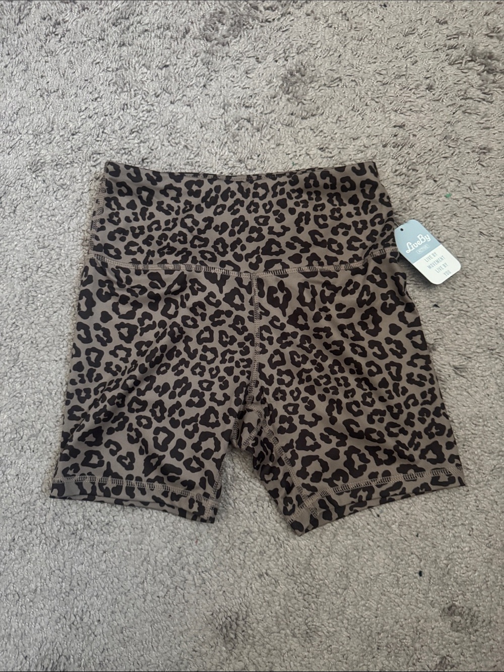 Leopard-Print High-Rise Bike Shorts — Tan & Black